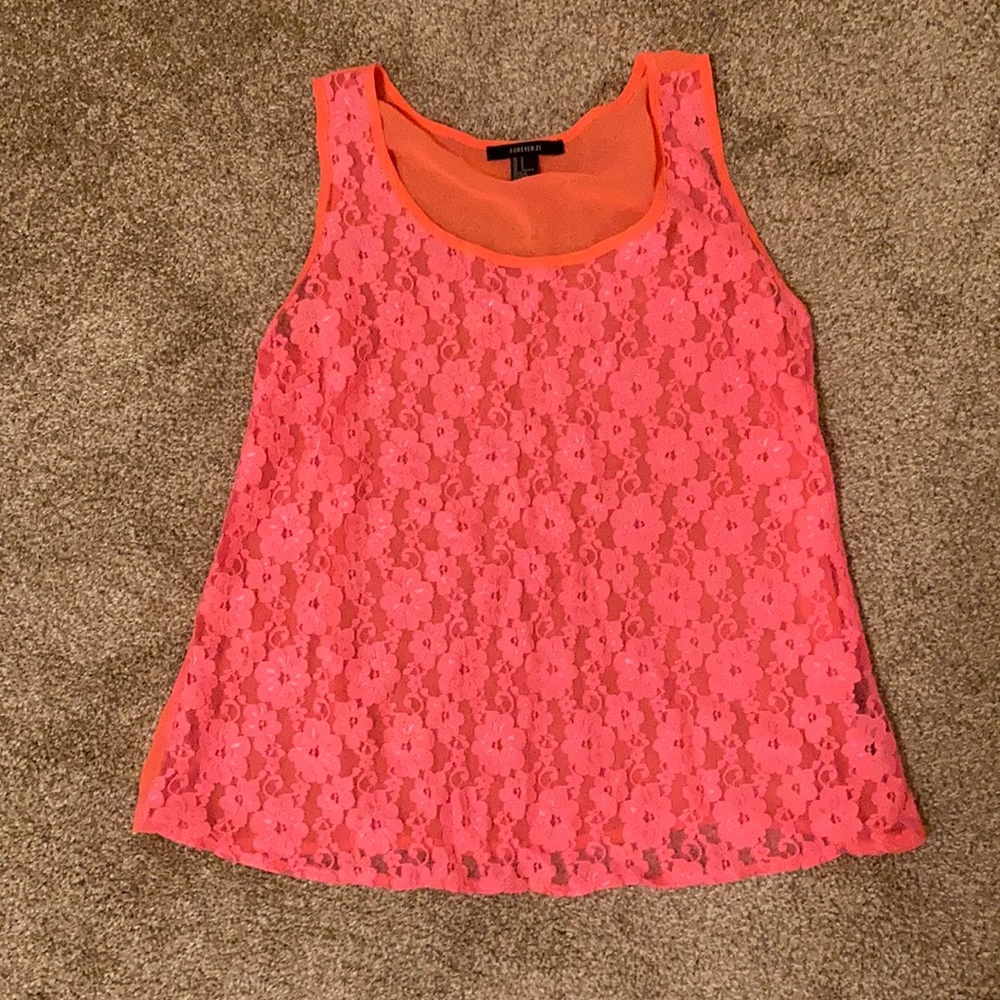 Neon Lace Sheer Tank